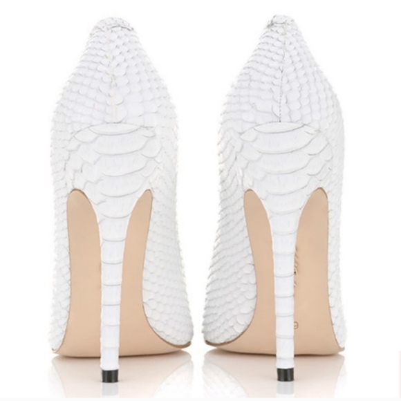 NWT House of CB London 5" Python Pointy Toe Pumps in White Sz. 41 / 9 - Picture 4 of 13